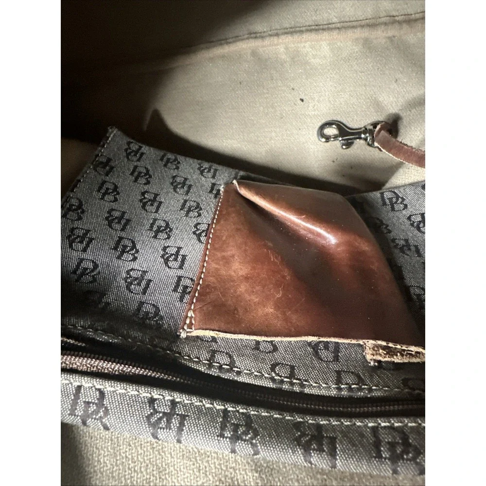 DOONEY & BOURKE Signature Monogram Hobo Canvas Bag Brown - 10